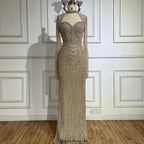 Serene Hill 2024 Luxury Dubai Nude Sweetheart Mermaid Beaded Evening Gowns with Back Split for Women's Party LA72560A