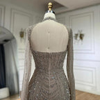 Serene Hill 2024 Luxury Dubai Nude Sweetheart Mermaid Beaded Evening Gowns with Back Split for Women's Party LA72560A