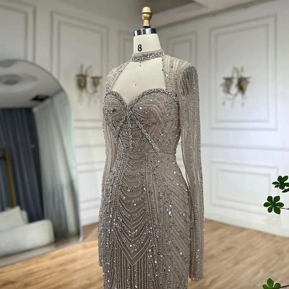 Serene Hill 2024 Luxury Dubai Nude Sweetheart Mermaid Beaded Evening Gowns with Back Split for Women's Party LA72560A