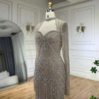 Serene Hill 2024 Luxury Dubai Nude Sweetheart Mermaid Beaded Evening Gowns with Back Split for Women's Party LA72560A