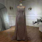 Serene Hill - Vestidos de noche largos de lujo estilo Dubái con mangas estilo sirena, encaje y cuentas, para mujer, para boda o fiesta, LA71885A 