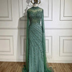 Serene Hill - Vestidos de noche largos de lujo estilo Dubái con mangas estilo sirena, encaje y cuentas, para mujer, para boda o fiesta, LA71885A 