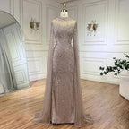 Serene Hill - Vestidos de noche largos de lujo estilo Dubái con mangas estilo sirena, encaje y cuentas, para mujer, para boda o fiesta, LA71885A 