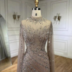 Serene Hill - Vestidos de noche largos de lujo estilo Dubái con mangas estilo sirena, encaje y cuentas, para mujer, para boda o fiesta, LA71885A 