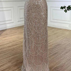 Serene Hill Saudi Arabia Blue Mermaid Cape Sleeve Luxury Beaded Evening Gown for Formal Occasion LA72160A