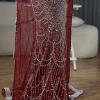 Serene Hill Saudi Arabia Blue Mermaid Cape Sleeve Luxury Beaded Evening Gown for Formal Occasion LA72160A