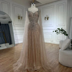 Dubai Luxuriöses Abendkleid mit nackten Cape-Ärmeln und Perlen LA72575A