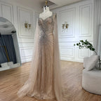 Dubai Luxuriöses Abendkleid mit nackten Cape-Ärmeln und Perlen LA72575A