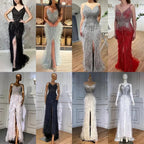 Serene Hill Arabic Black Spaghetti Strap Split Feathers Beaded Mermaid Evening Dresses Gownsfor Women Wedding Party 2024 LA70623