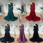 Serene Hill Arabisch Grün Elegant Meerjungfrau Ein Schulter Perlen Luxus Dubai Abendkleider Roben Für Frauen Hochzeitsfeier