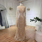 Serene Hill Black Muslim Luxury Beaded Elegant Mermaid Dubai Evening Dresses Gowns for Woman Wedding Party 2024 LA72512