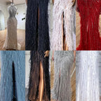 Federn Meerjungfrau Silbergraues Abendkleid Festliches Partykleid LA70623A
