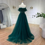 Serene Hill Dubai Luxury Beaded  Blue Mermaid Elegant Overskirt Evening Dresses Gowns For Women Wedding Party LA71634