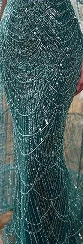 Serene Hill Dubai Nude Elegant Mermaid Arabia Luxury Beaded Evening Dresses Gowns 2024 For Women Wedding Party LA72243