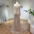 Serene Hill Dubai Nude Elegant Mermaid Arabia Luxury Beaded Evening Dresses Gowns 2024 For Women Wedding Party LA72243