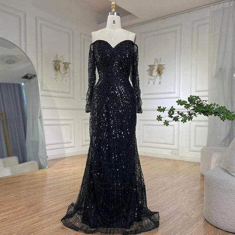 Serene Hill Dubai Nude Elegant Mermaid Arabia Luxury Beaded Evening Dresses Gowns 2024 For Women Wedding Party LA72243