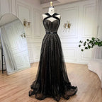 Serene Hill Dubai Turquoise Spaghetti Strap Mermaid Luxury Beaded Evening Dresses Gowns For Women Wedding Party