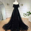 Serene Hill Gold Meerjungfrau Elegant One Shoulder Überrock Perlen Luxus Abendkleider Roben 2025 für Damen Hochzeitsfeier