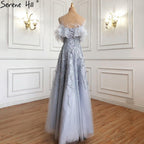 Serene Hill Grey A-Line Sexy Evening Dresses Gowns 2024 Beaded Feather Sparkle Formal Women Party LA71328 Featured