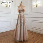 Serene Hill Grey A-Line Sexy Evening Dresses Gowns 2024 Beaded Feather Sparkle Formal Women Party LA71328 Featured