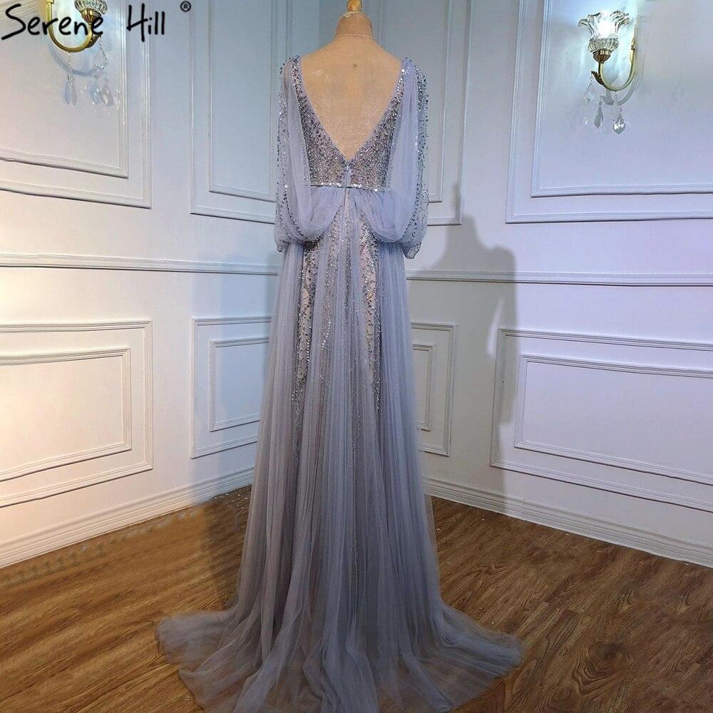 Serene Hill Grey Luxury A-Line Sexy Evening Dresses Gowns Diamond Beaded Elegant 2024 For Women Party LA70788
