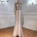 Serene Hill - Vestido de noche de sirena gris de lujo con brillo, elegante, con cuentas y cristales, sexy, para mujer, fiesta, LA70847 