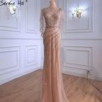 Serene Hill - Vestidos de noche de lujo con corte sirena dorados, 2024, con cuentas y brillantes diamantes, elegantes para mujer, para fiesta, LA70910 