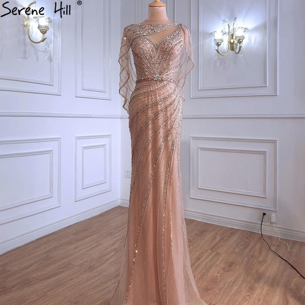 Serene Hill - Vestidos de noche de lujo con corte sirena dorados, 2024, con cuentas y brillantes diamantes, elegantes para mujer, para fiesta, LA70910 