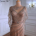 Serene Hill - Vestidos de noche de lujo con corte sirena dorados, 2024, con cuentas y brillantes diamantes, elegantes para mujer, para fiesta, LA70910 