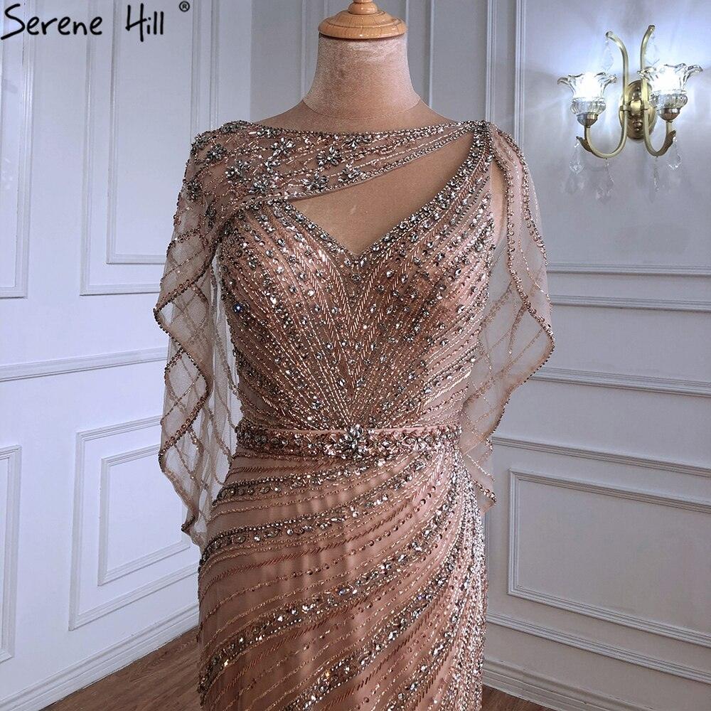 Serene Hill - Vestidos de noche de lujo con corte sirena dorados, 2024, con cuentas y brillantes diamantes, elegantes para mujer, para fiesta, LA70910 