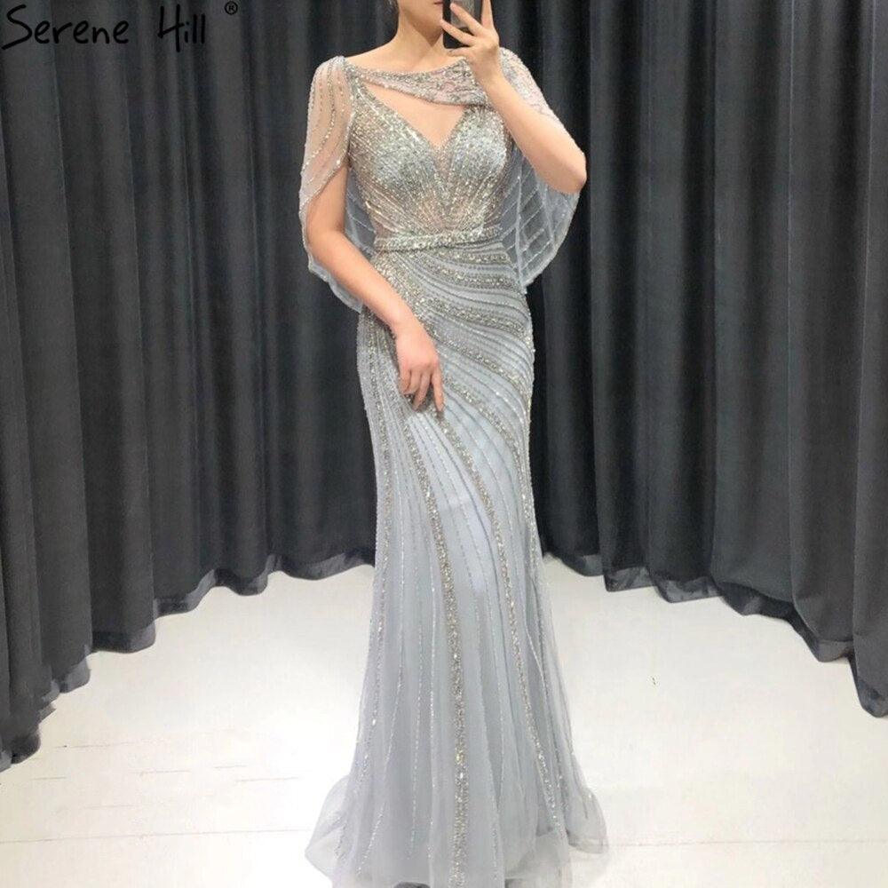 Serene Hill - Vestidos de noche de lujo con corte sirena dorados, 2024, con cuentas y brillantes diamantes, elegantes para mujer, para fiesta, LA70910 