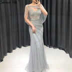 Serene Hill - Vestidos de noche de lujo con corte sirena dorados, 2024, con cuentas y brillantes diamantes, elegantes para mujer, para fiesta, LA70910 