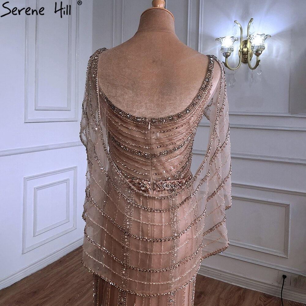 Serene Hill - Vestidos de noche de lujo con corte sirena dorados, 2024, con cuentas y brillantes diamantes, elegantes para mujer, para fiesta, LA70910 