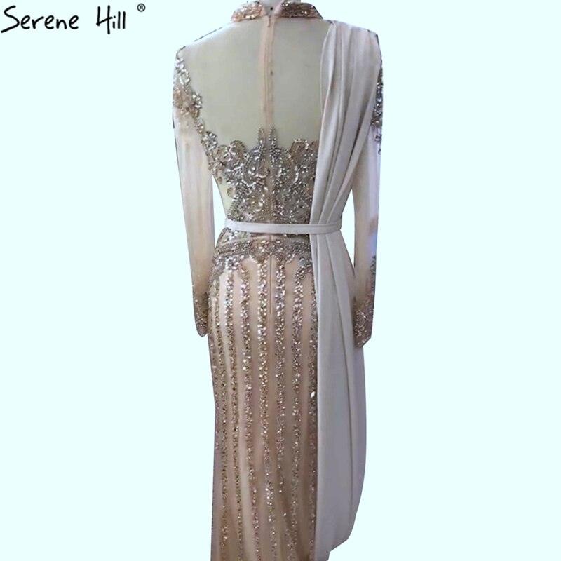 Serene Hill  Luxury Muslim Gray Luxury Long Elegant with Detachable Train Mermaid Evening Gowns Dresses  For Woman LA70199