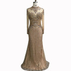 Serene Hill  Luxury Muslim Gray Luxury Long Elegant with Detachable Train Mermaid Evening Gowns Dresses  For Woman LA70199