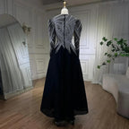 Serene Hill Muslim Black A-Line Midi Luxury Beaded Ankle Length Evening Dresses Gowns 2024 For Women Party LA71290