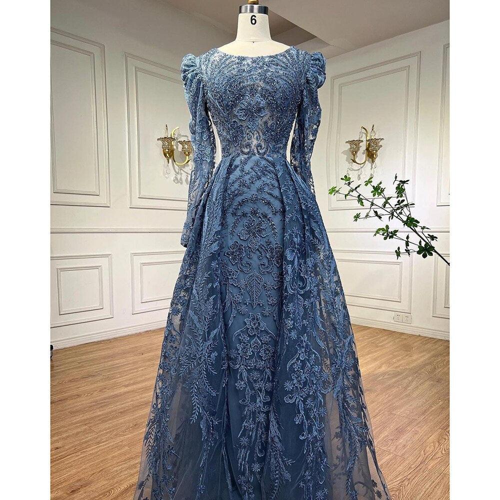 Serene Hill Muslimischen Luxus Grün Meerjungfrau Abendkleid mit Überrock Arabisch Für Frauen Hochzeit Party 2024 LA71610A 
