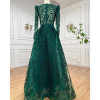 Serene Hill Muslimischen Luxus Grün Meerjungfrau Abendkleid mit Überrock Arabisch Für Frauen Hochzeit Party 2024 LA71610A 