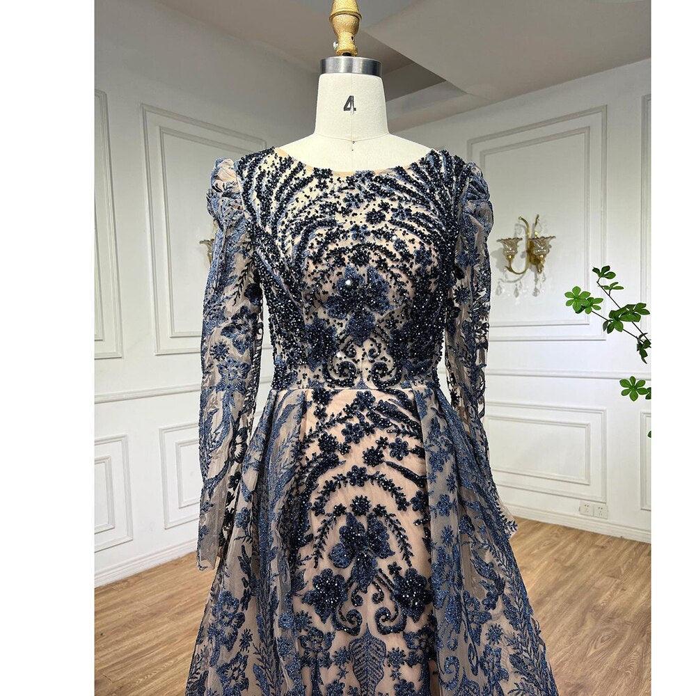 Serene Hill Muslimischen Luxus Grün Meerjungfrau Abendkleid mit Überrock Arabisch Für Frauen Hochzeit Party 2024 LA71610A 