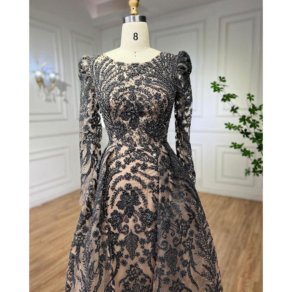 Serene Hill Muslimischen Luxus Grün Meerjungfrau Abendkleid mit Überrock Arabisch Für Frauen Hochzeit Party 2024 LA71610A 