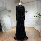 Numbersea Mermaid Long Cape Dubai Arabia Luxury Evening Dresses Gowns for Women Wedding Party  LA72032M