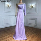 Ruhigen Hill Red Satin Meerjungfrau Abendkleider Kleider 2024 Elegante Perlen Sexy Für Frauen Hochzeit Party LA71152 