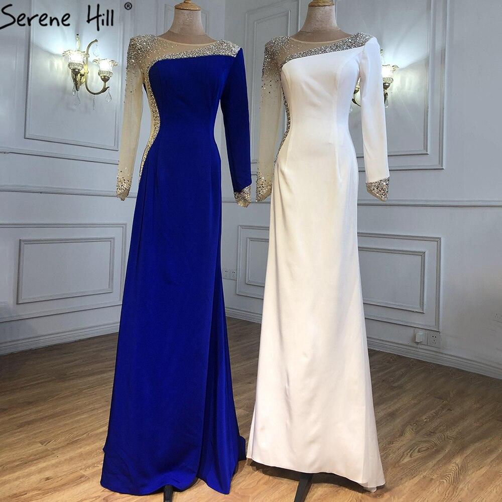 Ruhigen Hill Red Satin Meerjungfrau Abendkleider Kleider 2024 Elegante Perlen Sexy Für Frauen Hochzeit Party LA71152 