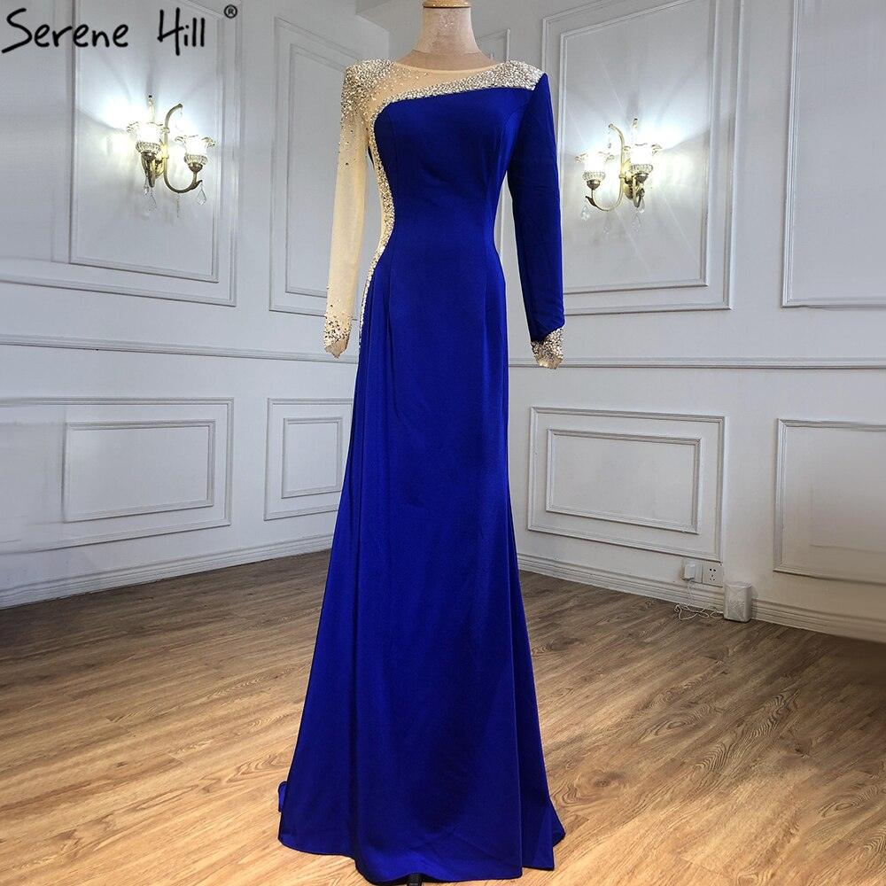 Ruhigen Hill Red Satin Meerjungfrau Abendkleider Kleider 2024 Elegante Perlen Sexy Für Frauen Hochzeit Party LA71152 