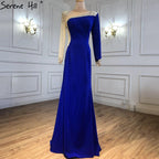 Ruhigen Hill Red Satin Meerjungfrau Abendkleider Kleider 2024 Elegante Perlen Sexy Für Frauen Hochzeit Party LA71152 