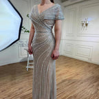 Serene Hill Silber Meerjungfrau Elegante Abendkleider Kleider Perlen Luxus Sparkle 2024 Für Frauen Party LA71686 