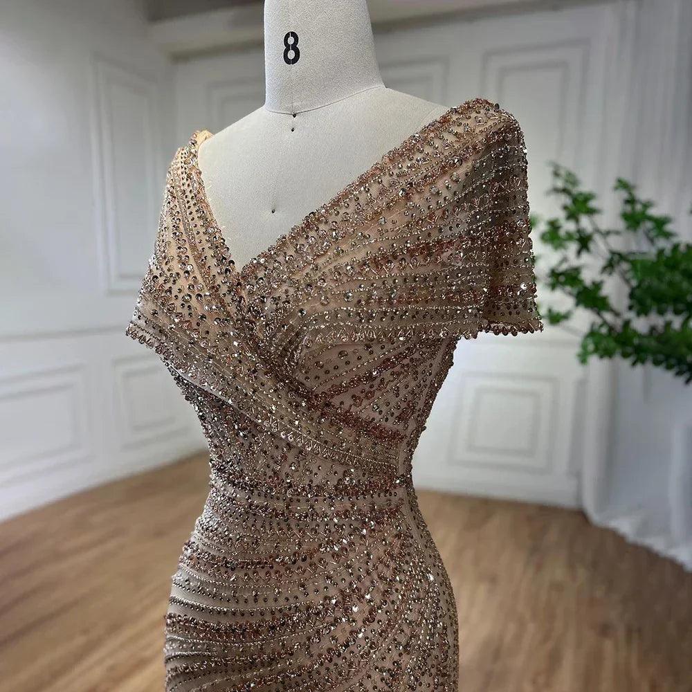 Serene Hill Silber Meerjungfrau Elegante Abendkleider Kleider Perlen Luxus Sparkle 2024 Für Frauen Party LA71686 