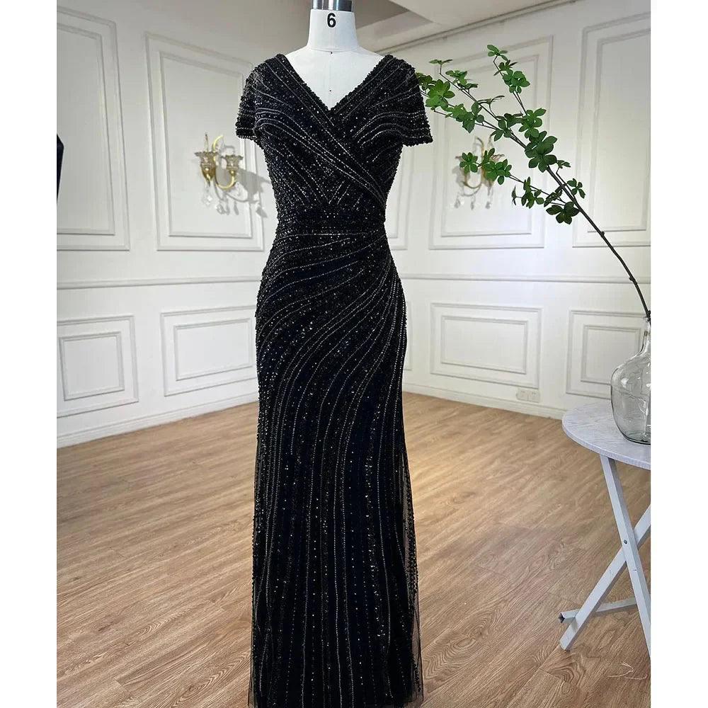 Serene Hill Silber Meerjungfrau Elegante Abendkleider Kleider Perlen Luxus Sparkle 2024 Für Frauen Party LA71686 