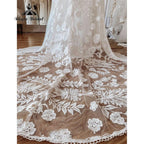 Vestido de Novia Sexy Bohemio con Escote en V, Mangas Cortas de Encaje, Gasa, Estilo Bohemio para Playa, Vestidos de Novia de Espalda Descubierta