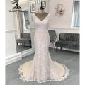 Vestido de novia NumberSea sexy con apliques de encaje color champán, sirena, sin espalda, para mujer 2024, vestido de novia hecho a medida, vestido de boda corte sirena 